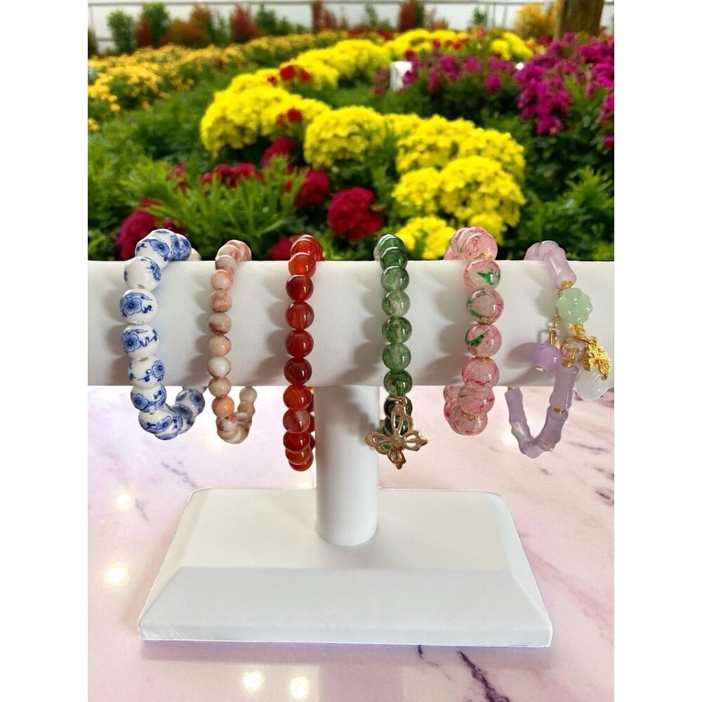 Stretch Beaded Bracelets-Lot of 6-Multicolor-Assorted Bead Types